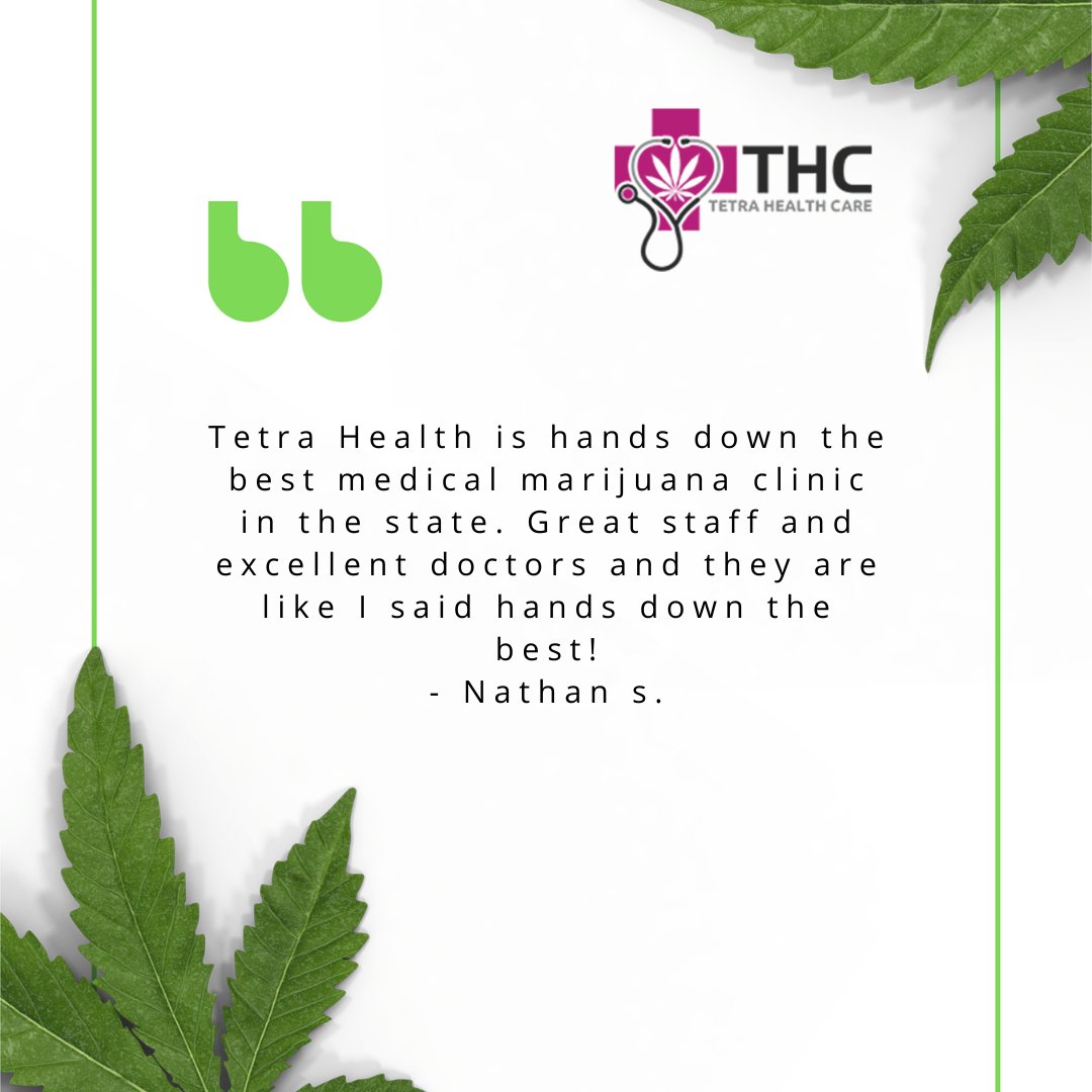 TetraHealth's tweet photo. We love to hear from our happy patients! Thank you, Nathan. 🤩

#patientreviews #patientcare #medicalmarijuana #medicalmarijuanacard #mmjcard #cannabis #cannabiscommunity #medicalcannabis #tampaflorida #tampablogger https://t.co/y3E6O0EriY