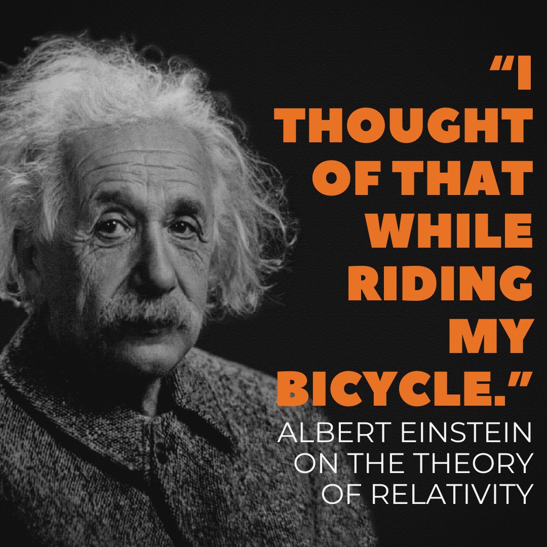 Laneshift2's tweet photo. "I thought of that while riding my bicycle"... 
How many times have YOU said that??

#albertEinstein on this #TheoryofRelativity #bikequote #cycling #bike #bicycle #mountainbike #cyclinglife #roadbike #instacycling #bikelife #rideyourbike #instabike #communterbike #roadcycling https://t.co/TStcb3rxVR
