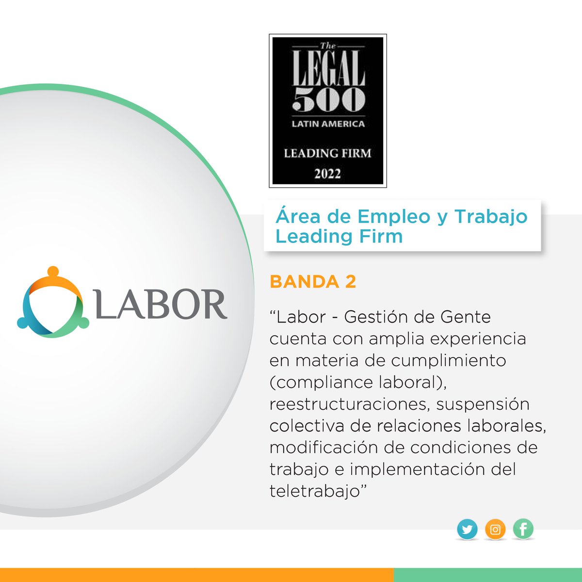 LaborGG's tweet image. ¡Nuestra firma #LABORGG (@LaborGG ) ha sido reconocida nuevamente como uno de los escritorios de abogados líderes en el área laboral de Venezuela, por #6to año consecutivo, en el ranking The Legal 500 (@thelegal500)!