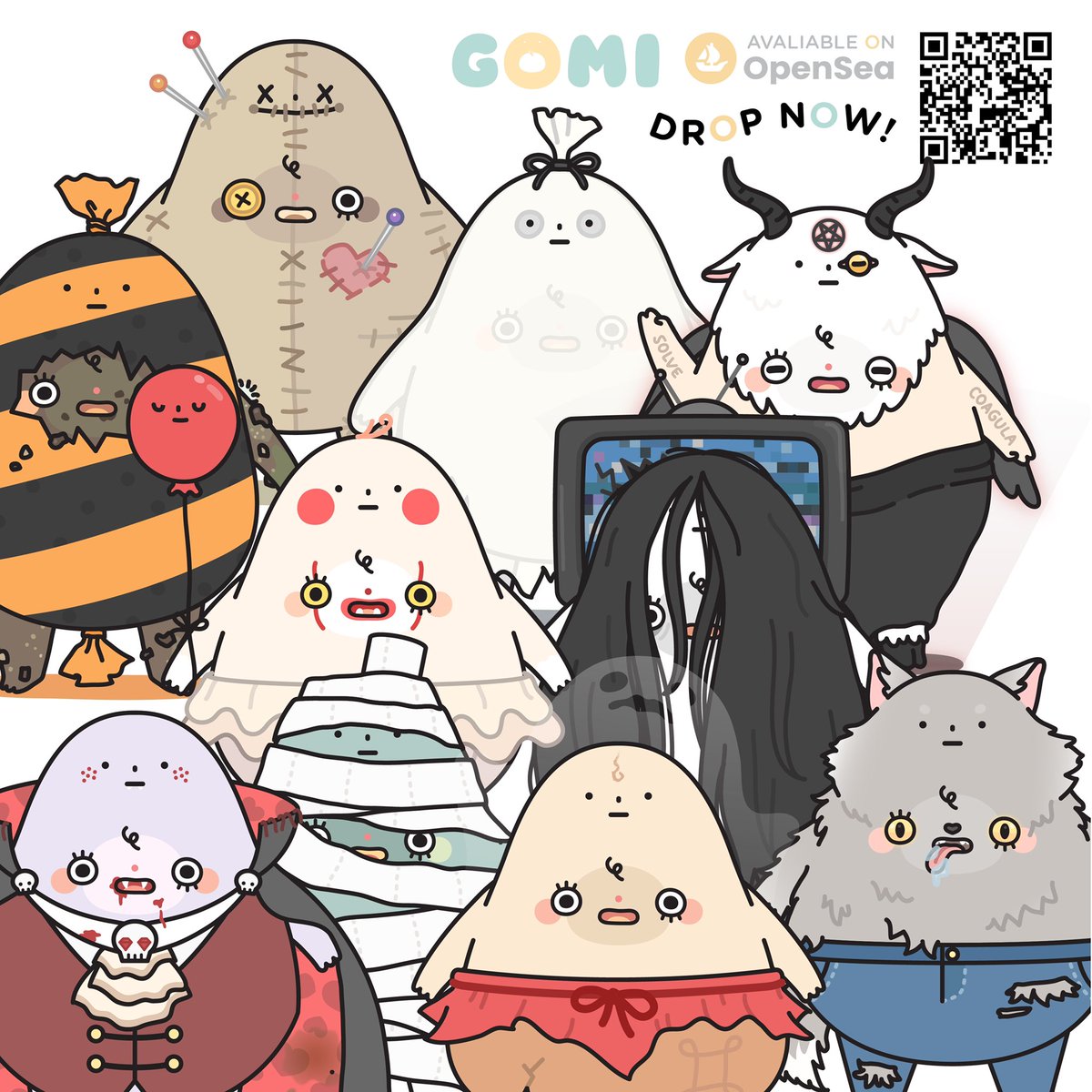 MeMiann_NFT's tweet photo. 👻TRICK-OR-TRASH 🗑✨
โกมิ กุ๊ก กุ๊ก กู๋วว~

#GOMIthelostmonster no.035-044 from a special EP: Into The Town of Halloween
Now ready to get SPOOKED on @opensea 
— https://t.co/uWidY4Kgqp

Each Gomi comes with unlockable item so don’t miss out!

🎃
#NFT #NFTs #NFTcommunity #ThaiNFT https://t.co/bEiX15IQjT