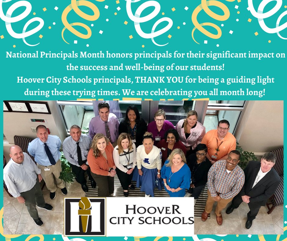 HooverSchools's tweet photo. Our principals are there when we need them, and now they need us.

Join us in honoring and thanking all principals during National Principals Month! #ThankAPrincipal #HCSStrong #LearningForLife @AlabamaAchieves https://t.co/SbH8dJOZKP