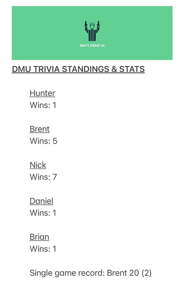 DMUPod's tweet photo. Trivia update https://t.co/q6qOOwTXsn