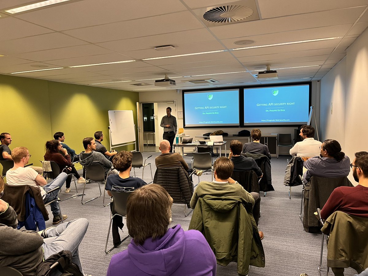 BuildingBruges's tweet photo. Getting API security right with @PhilippeDeRyck https://t.co/PycmEuKK9e