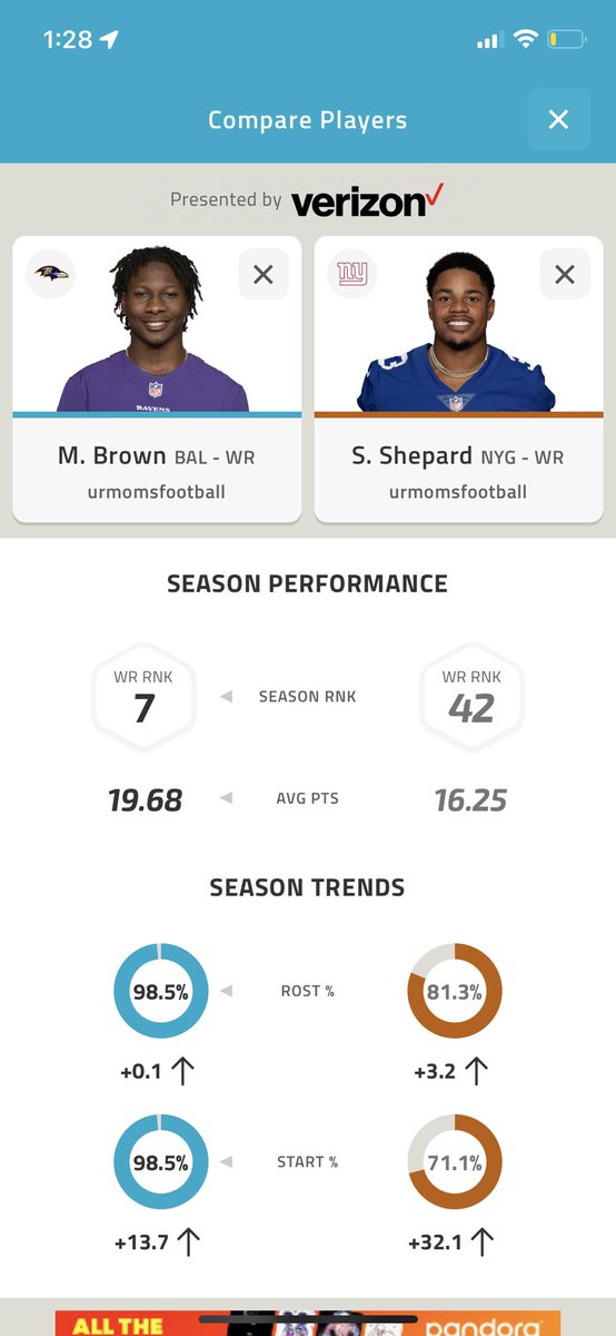 JacobL60727682's tweet photo. not sure who to start #FantasyFootball #FantasyFootballAdvice #fantasy https://t.co/yV4QpStStS