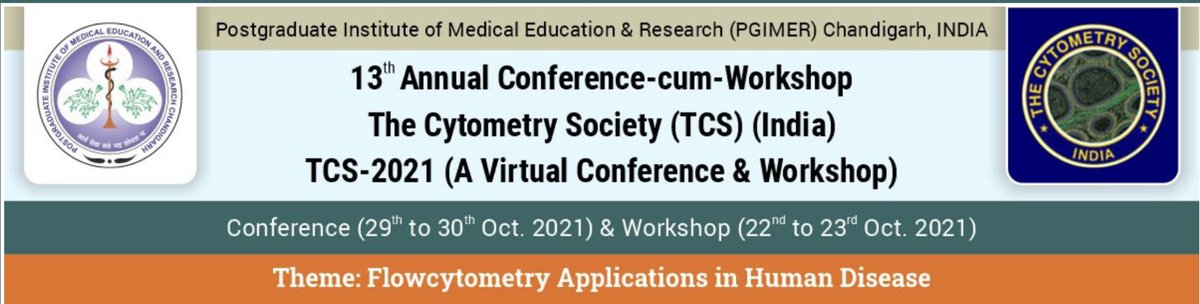 13th Annual Meeting of TCS-India starts with a series of Workshops on 22-23 Oct. #TCSIndia21 #Flowcytometry #Flowedu Spot registrations are open miceideas.in/TCS2021/regist…