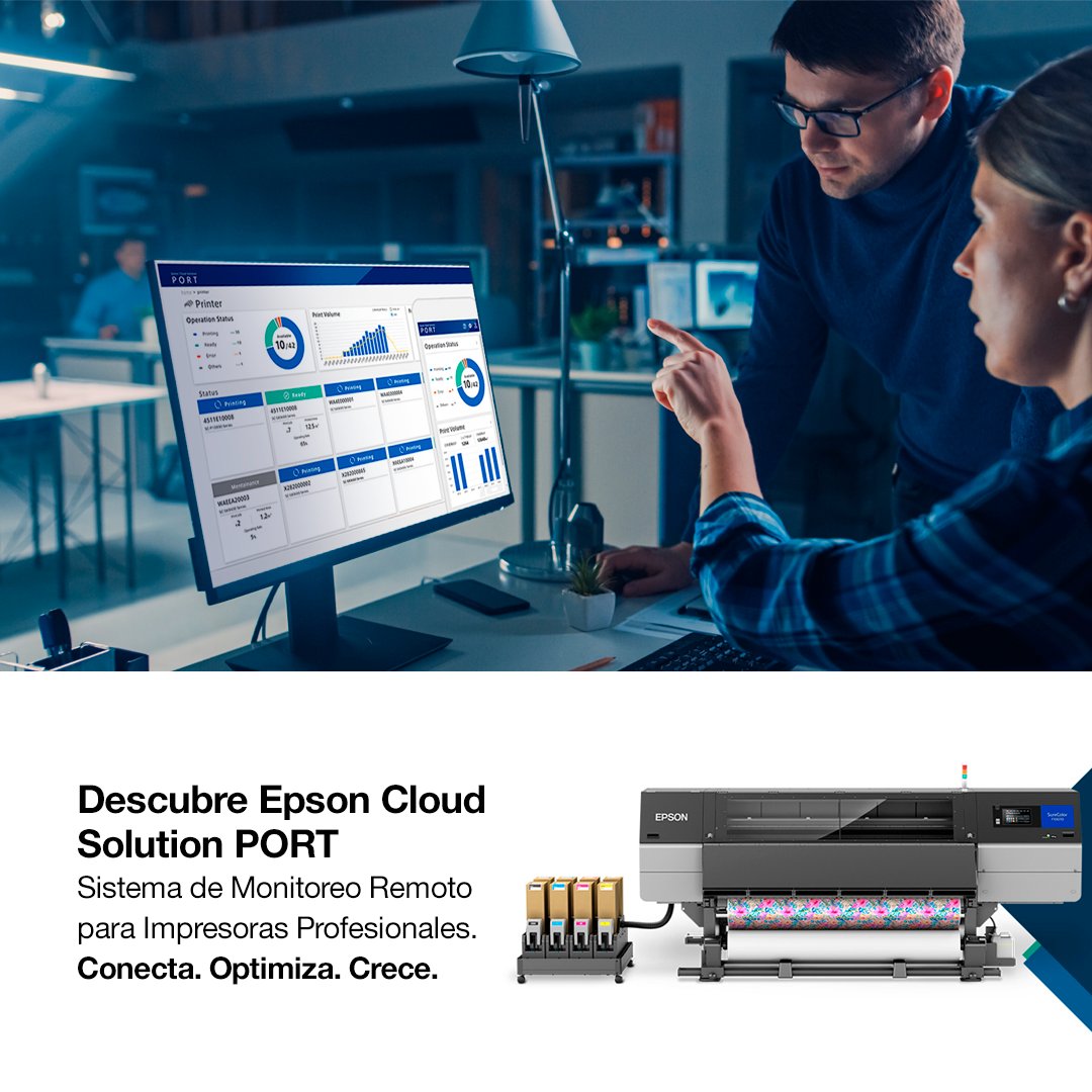 EpsonLatin's tweet photo. ¿Quieres optimizar tu flujo de trabajo? #Epson Cloud Solution PORT ofrece una solución para administrar tu flota de impresoras, estado del equipo e información del servicio para lograr mayor eficiencia en tu negocio.

#ExceedYourVision

Conoce más en 👉 https://t.co/0Ae8Ckmns8 https://t.co/YdRDFtvEWd