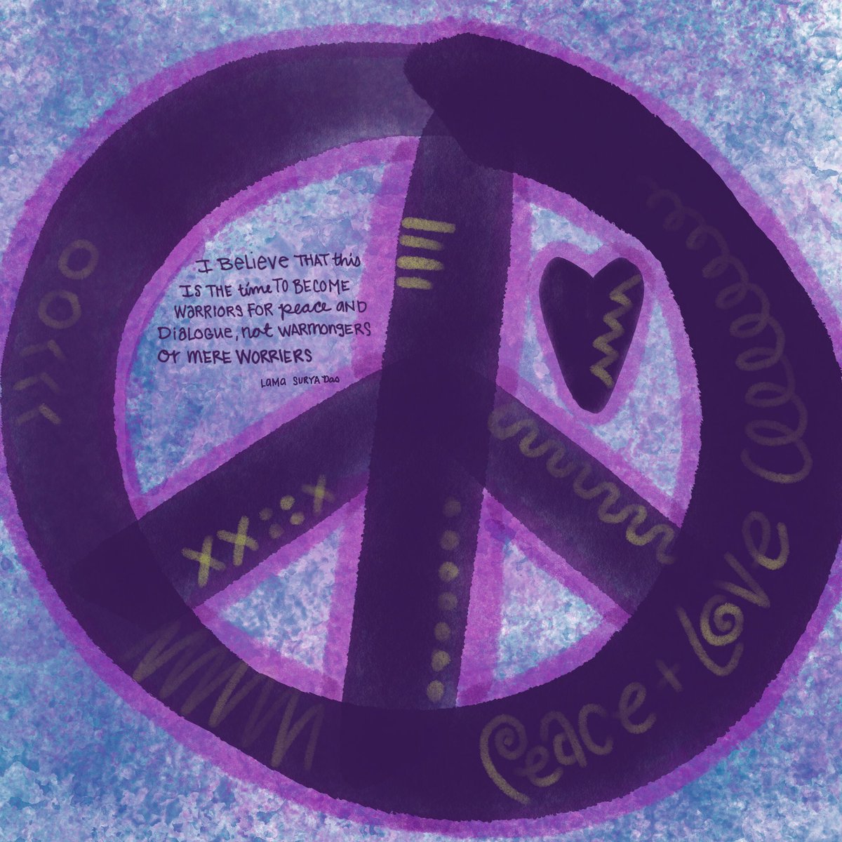 bnickason's tweet photo. I believe that this is the time to become warriors for peace and dialogue, not warmongers or mere worriers.
Lama Surya Das
Peace + Love 
Brad
#PeaceAndLove #peace https://t.co/oyrUjXXjo2