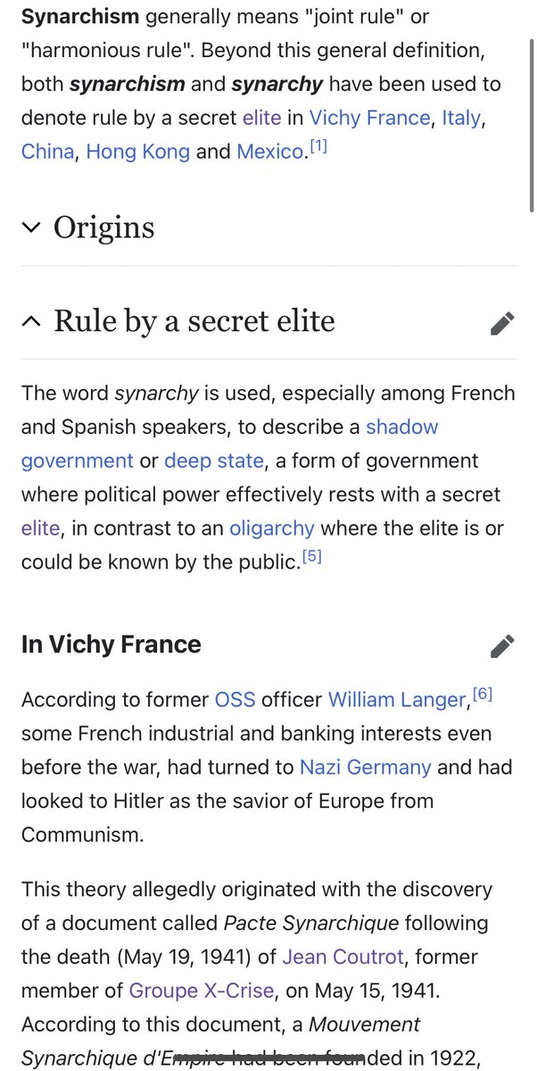 DavidTaormia's tweet image. Rule by a secret elite.
The word #synarchy in French/Spanish to describe a #shadow government or #deep #state, a form of government where political power effectively rests with a #SecretElite, in contrast to an oligarchy where the elite is or could be known by the public.
#XCrise