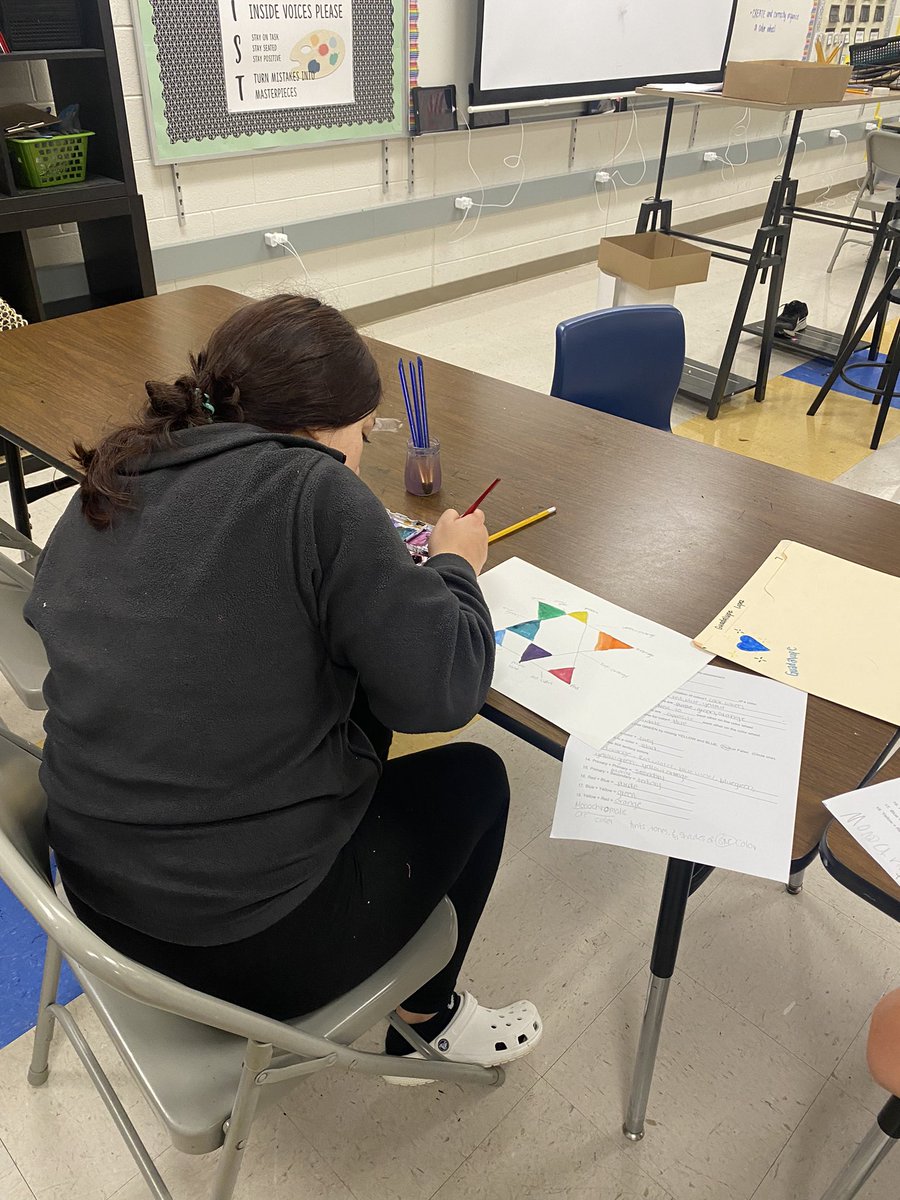 CoopertownMS's tweet photo. 7th grade Art students learning about primary, secondary, and tertiary colors and creating their own color wheels. https://t.co/GvlA7Jovv9