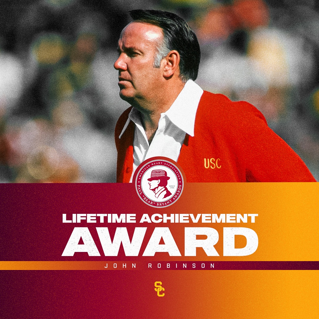 uscfb's tweet photo. Paul "Bear" Bryant Lifetime Achievement Award

👉 𝗖𝗼𝗮𝗰𝗵 𝗝𝗼𝗵𝗻 𝗥𝗼𝗯𝗶𝗻𝘀𝗼𝗻

📲 https://t.co/nB2r8H4PhA

#FightOn✌️ https://t.co/M3gchq3yoc