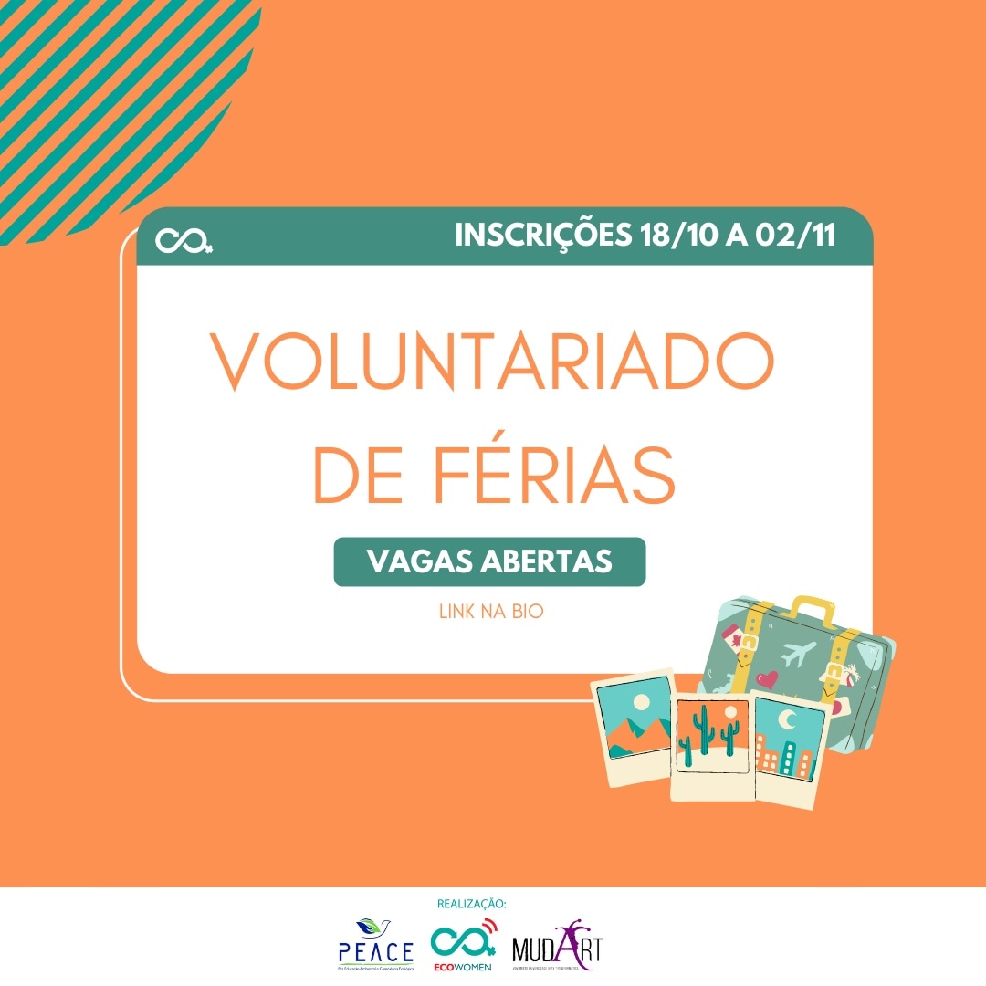 peaceorgbr's tweet photo. Voluntários de Férias ECOWOMEN!

Estamos selecionando novos voluntários. Se você deseja fazer parte de um projeto que trabalha para ecoar vozes femininas na busca por mudanças sociais, ambientais e econômicas, aqui é o seu lugar. 

Link para inscrições: https://t.co/dP5Dxre8fv https://t.co/8RYowERYvM