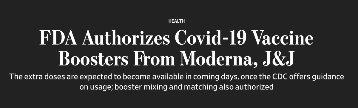 EricTopol's tweet photo. The FDA green light for boosters and mix &amp; match
https://t.co/K7ZF9YQTCL by @loftus @felschwartz https://t.co/g1ghJugwd8