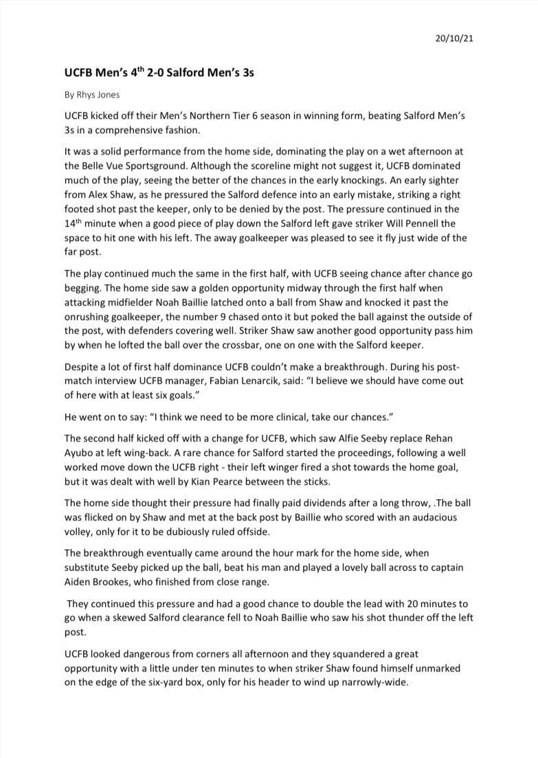 UCFB MCR 4th Team tweet media