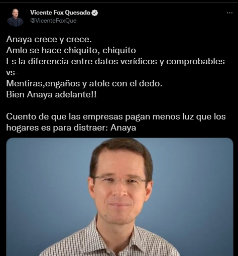 SerpientesE's tweet photo. #CirculaEnRedes | 🚨 El expresidente Vicente Fox Quesada celebró al excandidato presidencial Ricardo Anaya Cortés por sus críticas contra la reforma eléctrica del gobierno de Andrés Manuel López Obrador. https://t.co/UhgLSNPmA5