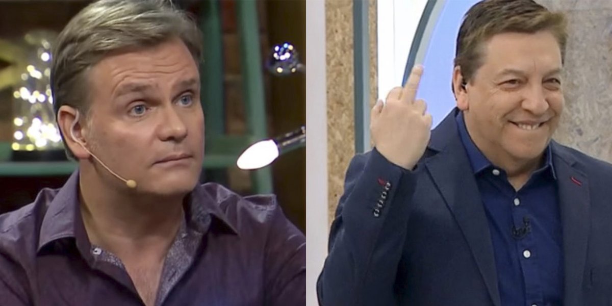 GlamoramaCL's tweet photo. «Estamos en zona de ataque…»: Julio César Rodríguez bromea con acento español y realiza gesto con el dedo en matinal de CHV tras comentarios de Amaro Gómez-Pablos https://t.co/oMekRaM1Tk https://t.co/HwFRP8JDTl