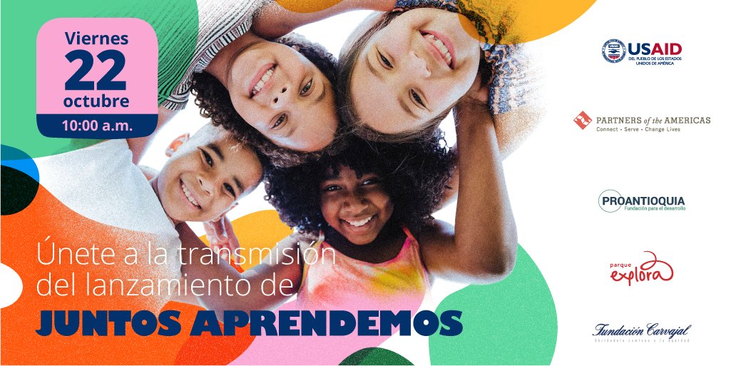 ParqueExplora's tweet photo. Te invitamos a conocer #JuntosAprendemos, un programa que ayudará a mejorar la calidad y la inclusión del #SistemaEducativo del país.
📅22 de octubre
⌚10 a.m. 
🔗 https://t.co/ptyeEnlCjZ 
¡Te esperamos! https://t.co/mlLQskMijW
