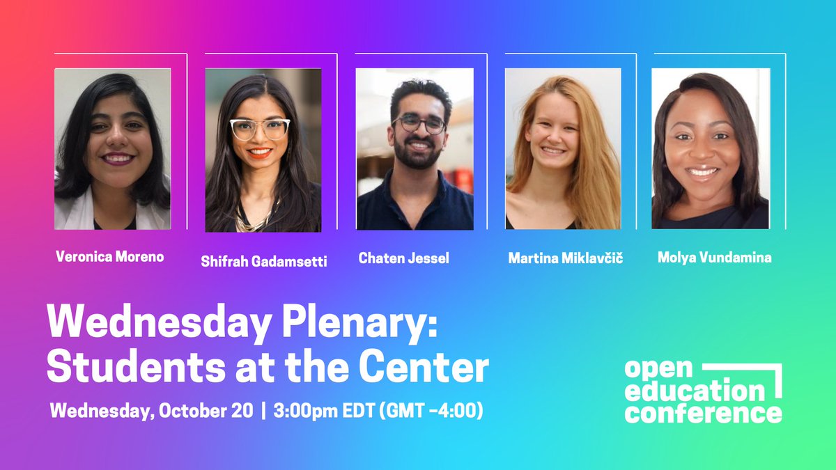 HeyOpenEd's tweet photo. Up next at #OpenEd21: today's plenary session, featuring an international panel of student leaders. Join the conversation at 3:00pm EDT! @veroanayansi  @ChatenJessel @Ndapiv @GettinShifDone https://t.co/YlHxfrAhAw https://t.co/BRwjsPsYSt