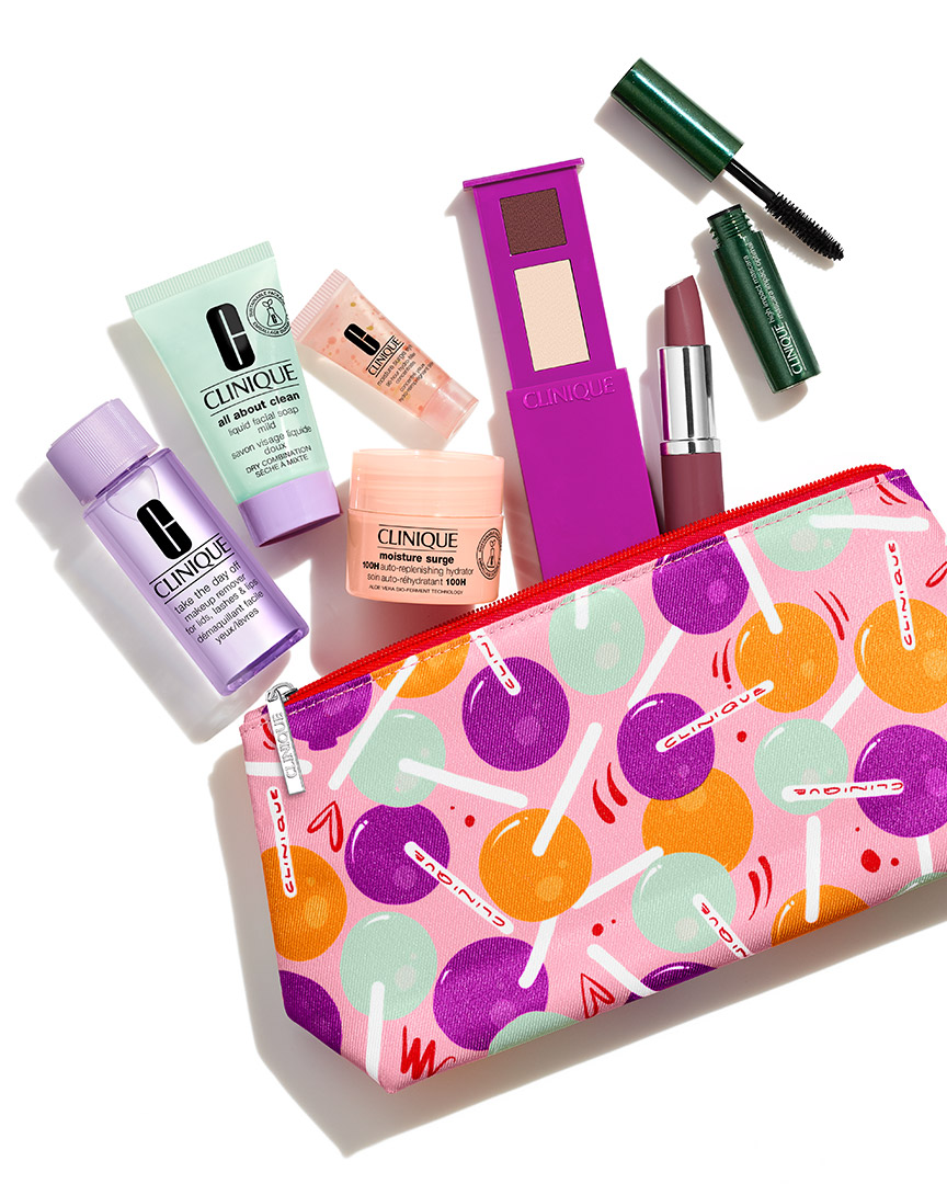 Clinique's tweet photo. Limited time only! ✨

With any $45 https://t.co/FFptuh781R purchase, receive this exclusive 8-piece gift free. Shop now!

#Clinique #TakeTheDayoff #AllAboutClean #MoistureSurge #CliniquePop #HighImpact #skincare #makeup #beauty #parabenfree #fragrancefree https://t.co/3wsNYU6EW9