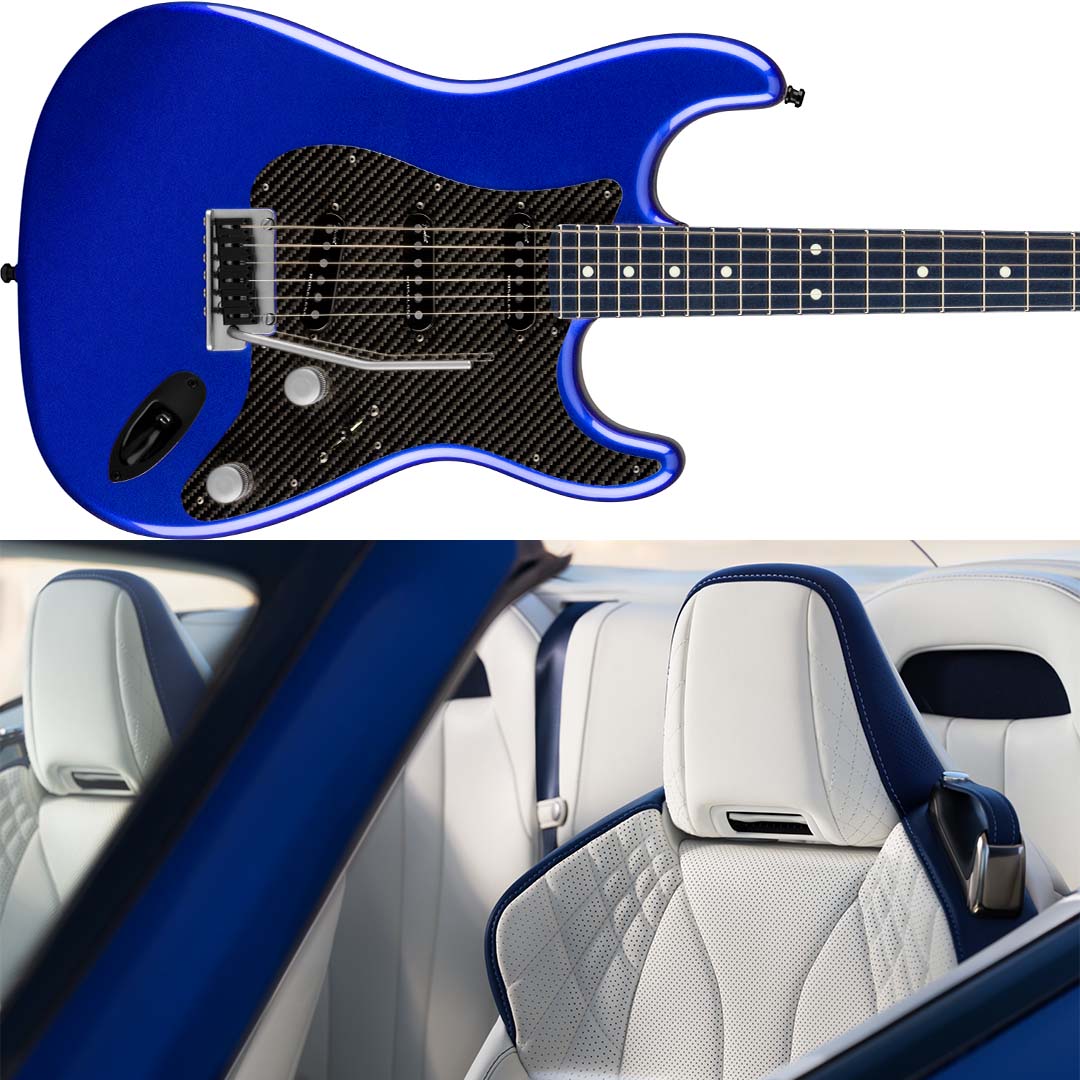 Limited to only 100 models and featuring Structural Blue paint, used for the first time ever outside of the #LexusLC, this is the <a href="/Fender/">Fender</a> #LexusLC Stratocaster. 
Click to learn more: ecs.page.link/c2ifH
