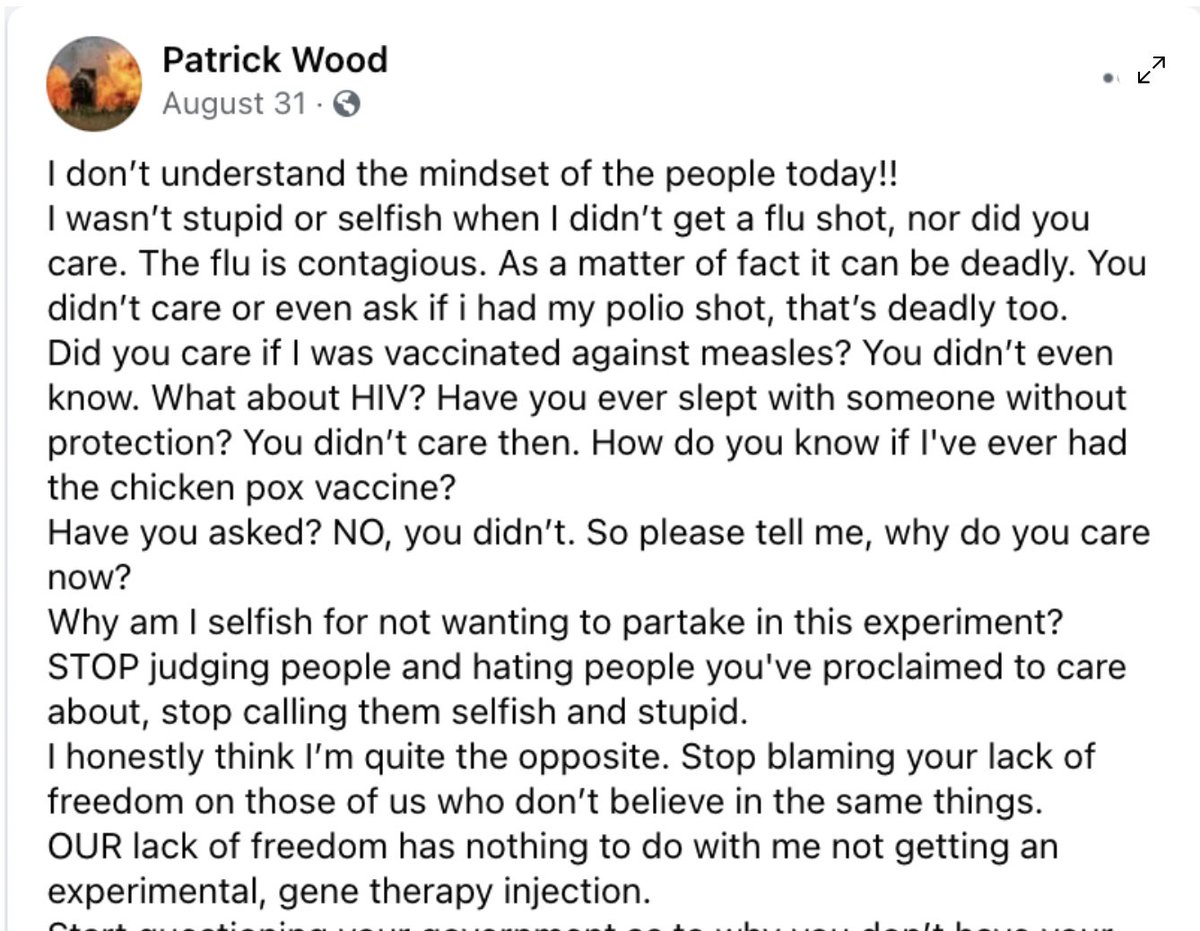 AngieCoiro's tweet photo. If you hear these arguments coming out of loved one's mouth, you might let them know that Patrick is #deadnow.
#getthevaxx
https://t.co/R8pvs37jcL https://t.co/p6wcrFp3Yh
