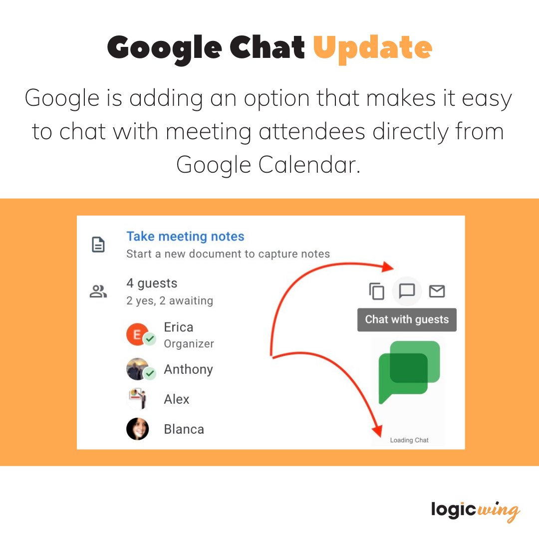 logicwing's tweet photo. Easily chat with meeting participants from a Google Calendar event #GoogleCalendar #GoogleWorkspaceUpdates #LogicWingTips #EdTechChat #TeacherTwitter #GoogleChat #GoogleWorkspace #Technology #Classroom #VirtualLearning https://t.co/qNpLDSVSer
