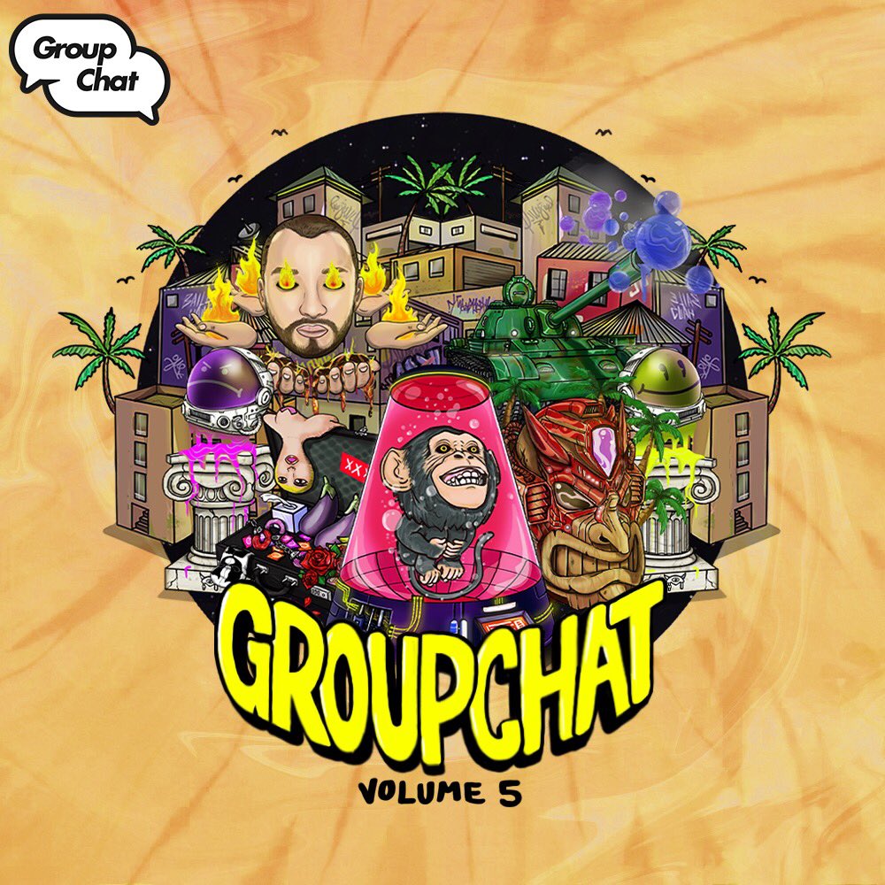 🔥GROUP CHAT FAM!🔥

We wanna do something to celebrate Vol. 5, so we’re giving away FREE MERCH to 3 winners! All you have to do is: 

1. Follow <a href="/JSTJR/">JSTJR</a> &amp; <a href="/GroupChatClub/">Group Chat</a> 

2. Like &amp; Retweet this post

3. Tag 3 friends below!

4. BONUS: Pre-save Vol. 5 (Link in Bio) 

Prizes below: