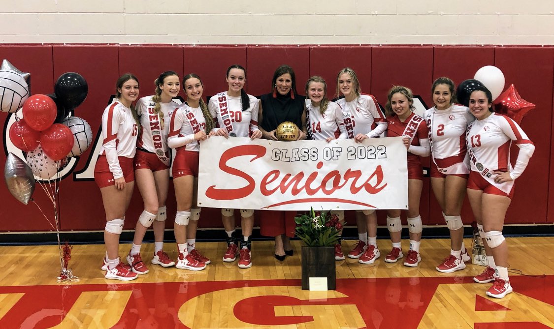 canyonVB's tweet photo. Such a special night for CCVB! I am honored to coach this group of seniors &amp; love with with all my ♥️. I am humbled by your kind words and by the # of former players &amp; parents that were in attendance for the milestone win. I am grateful for Cougar Nation! I am #ForeverRed‼️ https://t.co/jJIarOdWJD