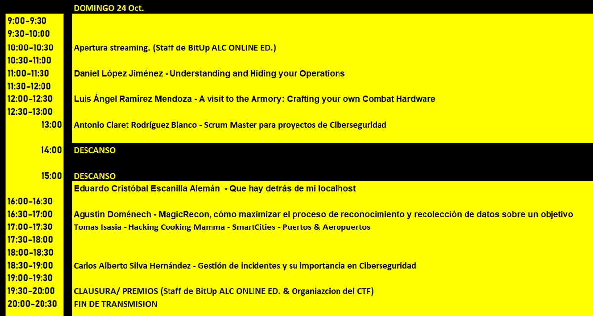 bitupalicante's tweet image. 🔥🔥 La AGENDA de #BitUp2021 Online Edition 🔥🔥

Este año contamos distintos ponentes que van a tocar distintas temáticas de todo tipo y para toda la familia! No dudéis en echar un vistazo, seguro que mas de una os interesa 👌👌