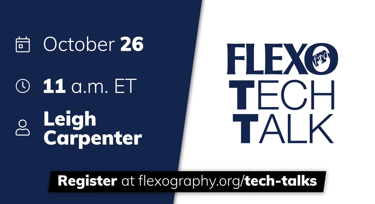 FTA (@flextechassn) on Twitter photo Next week's FLEXO Tech Talk features <a href="/MacDermidGraph1/">MacDermid Graphics Solutions</a>'s Leigh Carpenter discussing how to reduce dirty print.
Register at bit.ly/3vsII31 and bring your questions for a live Q&A. Next week's FLEXO Tech Talk features <a href="/MacDermidGraph1/">MacDermid Graphics Solutions</a>'s Leigh Carpenter discussing how to reduce dirty print.
Register at bit.ly/3vsII31 and bring your questions for a live Q&A.