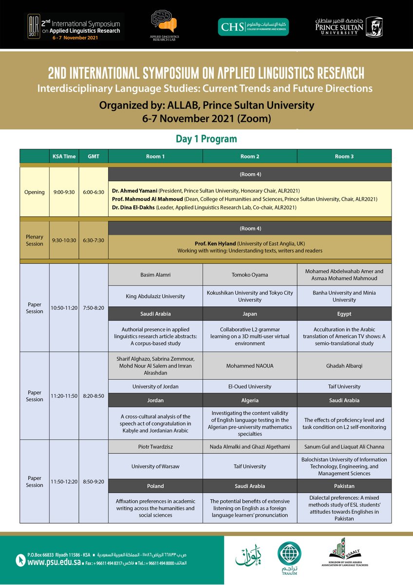 LCRL_PSU's tweet photo. Registration links for Day (1) of the 2nd International Symposium on Applied Linguistics Research (ALR2021): 

#PSUALR2021 

Room (1) https://t.co/3Cw8uPRMRM

Room (2) https://t.co/tMXcf0tFOo

Room (3) https://t.co/DnyZIh0e0z

Room (4) https://t.co/skyVg3XADz https://t.co/gWM57zY99M
