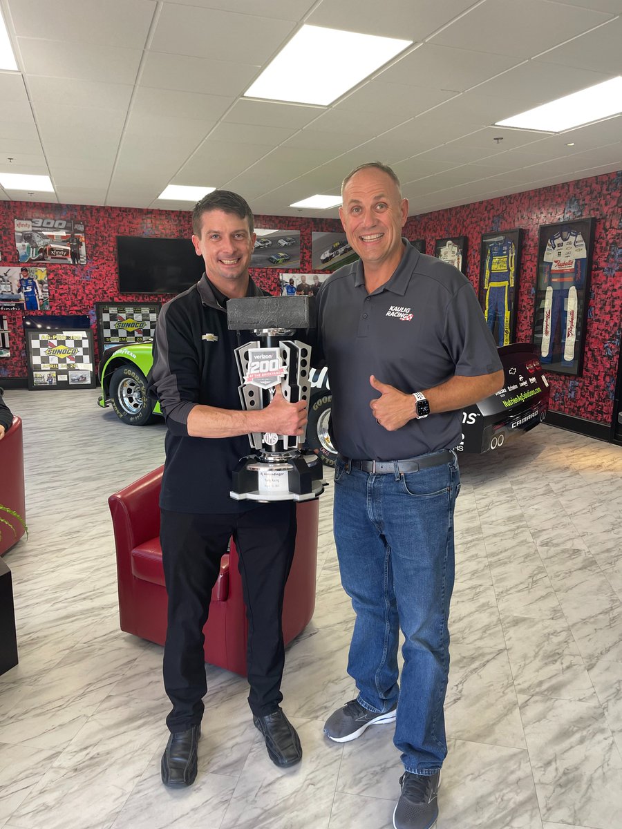 Today we were finally able to give <a href="/SwiderskiMatt/">Matt Swiderski</a> his own trophy from his FIRST <a href="/NASCAR/">NASCAR</a> Cup win as a Crew Chief!

His first came at <a href="/IMS/">Indianapolis Motor Speedway</a>... how awesome is that!? 🏆