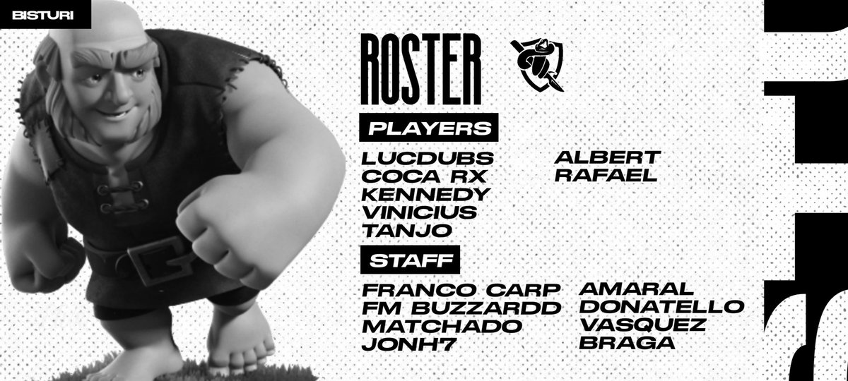 #Roster | #ClashRoyale

• Apresentamos para vocês o nosso roster FIXO para nossas futuras competições! 
🖤🤍 BEM VINDOS 🤍🖤
• 🇧🇷 | <a href="/Luc_Dubs/">LucDubs</a> 
• 🇧🇷 | <a href="/CocaRX/">Coca rX</a> 
• 🇧🇷 | <a href="/kennedyclash_/">KENNEDY CLASH ⚡️</a> 
• 🇧🇷 | <a href="/Vinicius_OP2/">Vinicius</a> 
• 🇧🇷 | <a href="/TanjooAnjo/">Tanjo</a> 
• 🇧🇷 | <a href="/RafaelM_CR/">Rafael</a> 
• 🇭🇳 | @AlbertSZ15 

#GoBTR