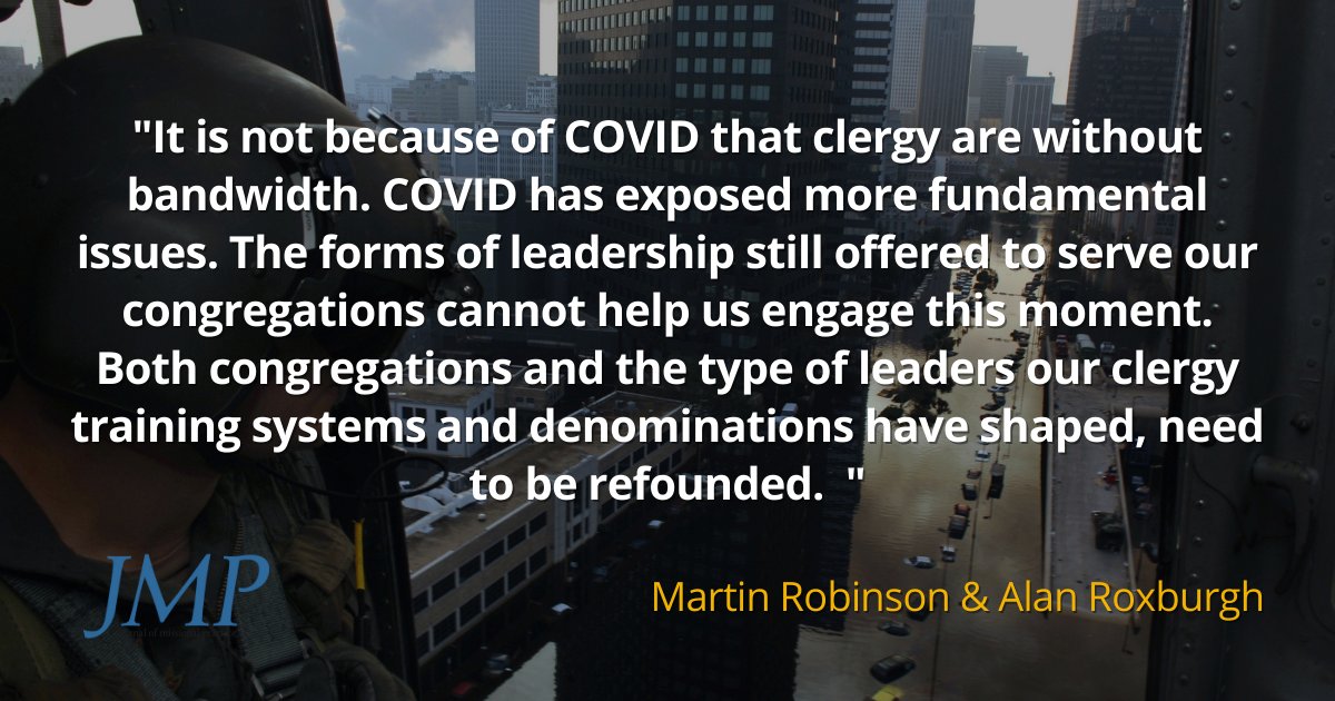 JMissPract's tweet image. A new edition is taking shape with a series of articles on "Leading in a New Space". Join @martinrobinson5 and @alanjroxburgh for this series of essays looks at where we are as congregations and leaders.
journalofmissionalpractice.com/new-space-part…