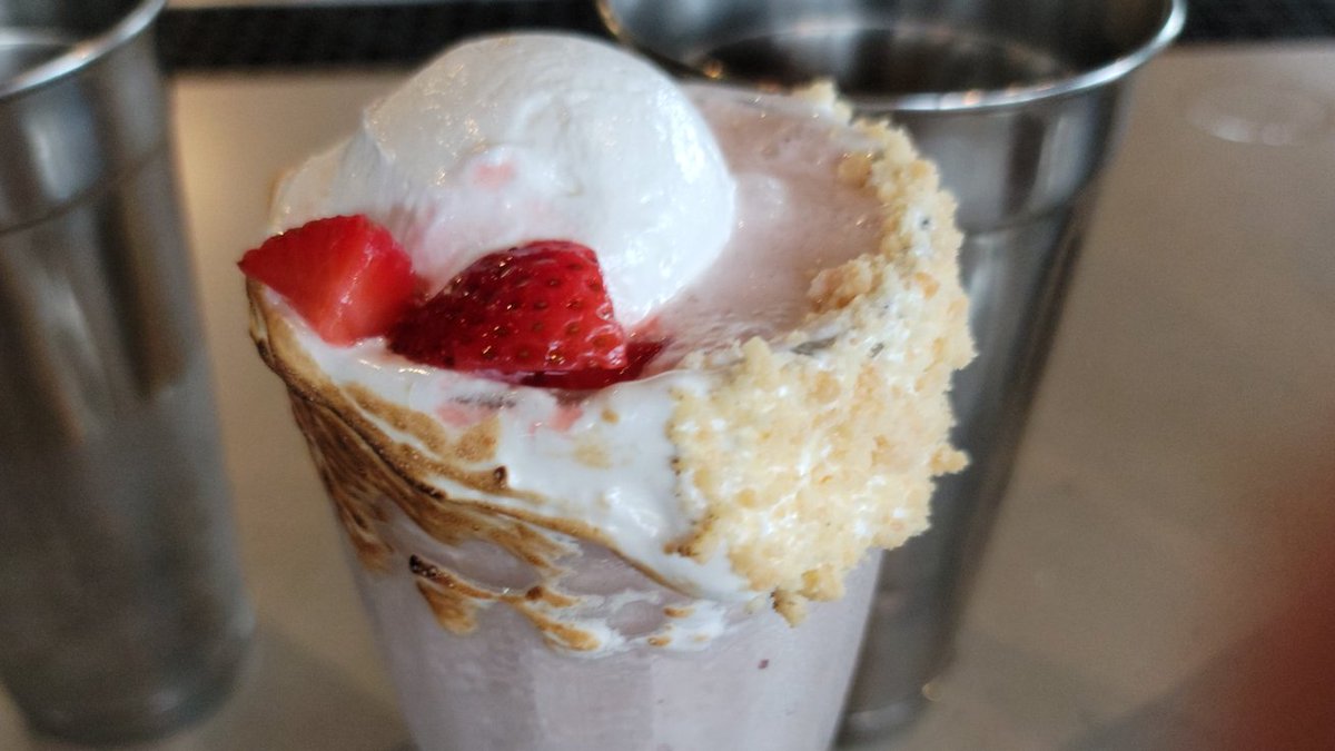 Showroom21701's tweet photo. Strawberry Marshmallow Milkshake: Vanilla Ice Cream, Strawberry Jam, House Made Marshmallow, Cookie Crumb. (Add a shot of @eldoradorums 3 year rum to make it an Adult Milkshake.)
#bryanvoltaggio #downtownfrederick #frederickmd #getitdowntown #adultmilkshake #milkshake https://t.co/6UcJQUAxMA
