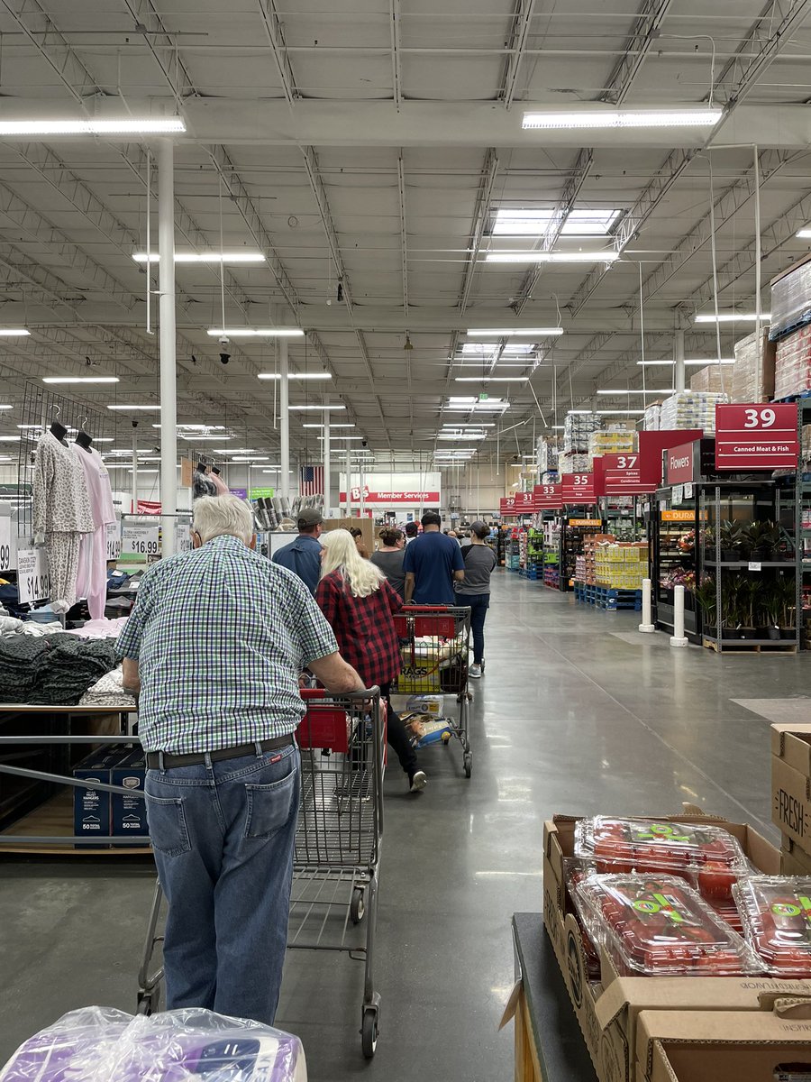 trwithe's tweet photo. @BJsWholesale The checkout line at your Abingdon MD location right now.  Hope you’re hiring. https://t.co/zoCGASUno6