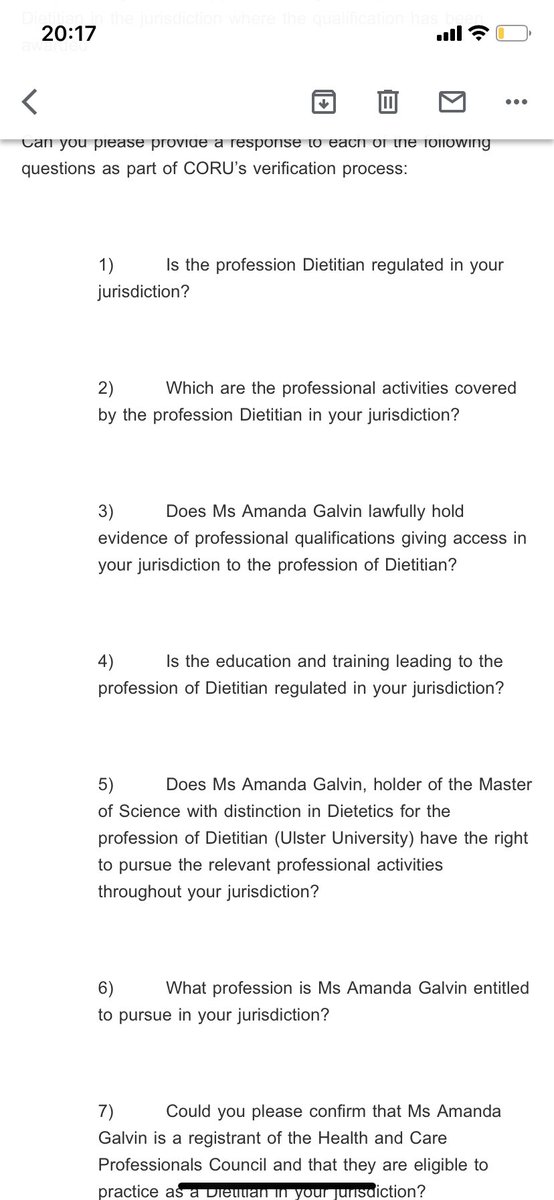 Amandatarag's tweet photo. Any other HCPC registered Dietitian’s who have sought @CORUIreland registration had to do this? Seems v excessive- I’ve already given proof of HCPC reg?? Finding the whole process incredibly frustrating😫 Like, are Dietitian’s regulated in the U.K…what?!? @trust_indi https://t.co/5XsfBA3ZxI