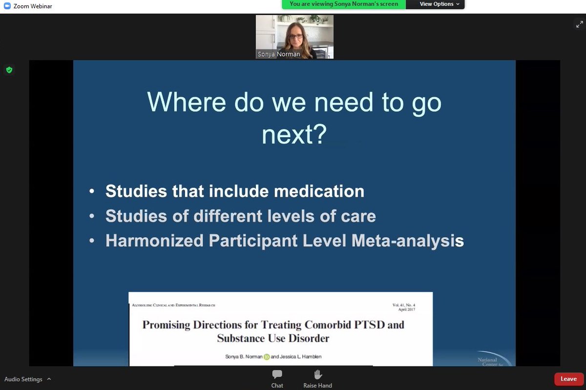 strongstar_ptsd's tweet photo. Sonya Norman, PhD, of the National Center for PTSD and the University of California, San Diego, School of Medicine shares insight on research and continuing needs in the area of treating #PTSD and co-occurring substance use disorder at #CombatPTSD2021 https://t.co/MSgkr8ezNg