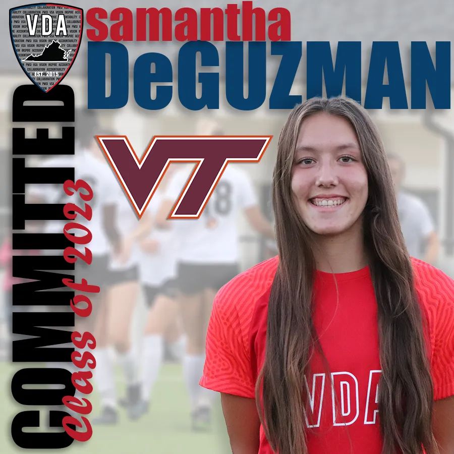 vdasoccer's tweet photo. 🚨College Commitment Alert🚨👏Congratulations to Sam DeGuzman of the VDA 2003/04 Girls ECNL for committing to play Division 1 soccer at Virginia Tech❗️ #Classof2023 #VDAGirlsECNL #FutureVDAAlumni https://t.co/zxgCcV9Sej