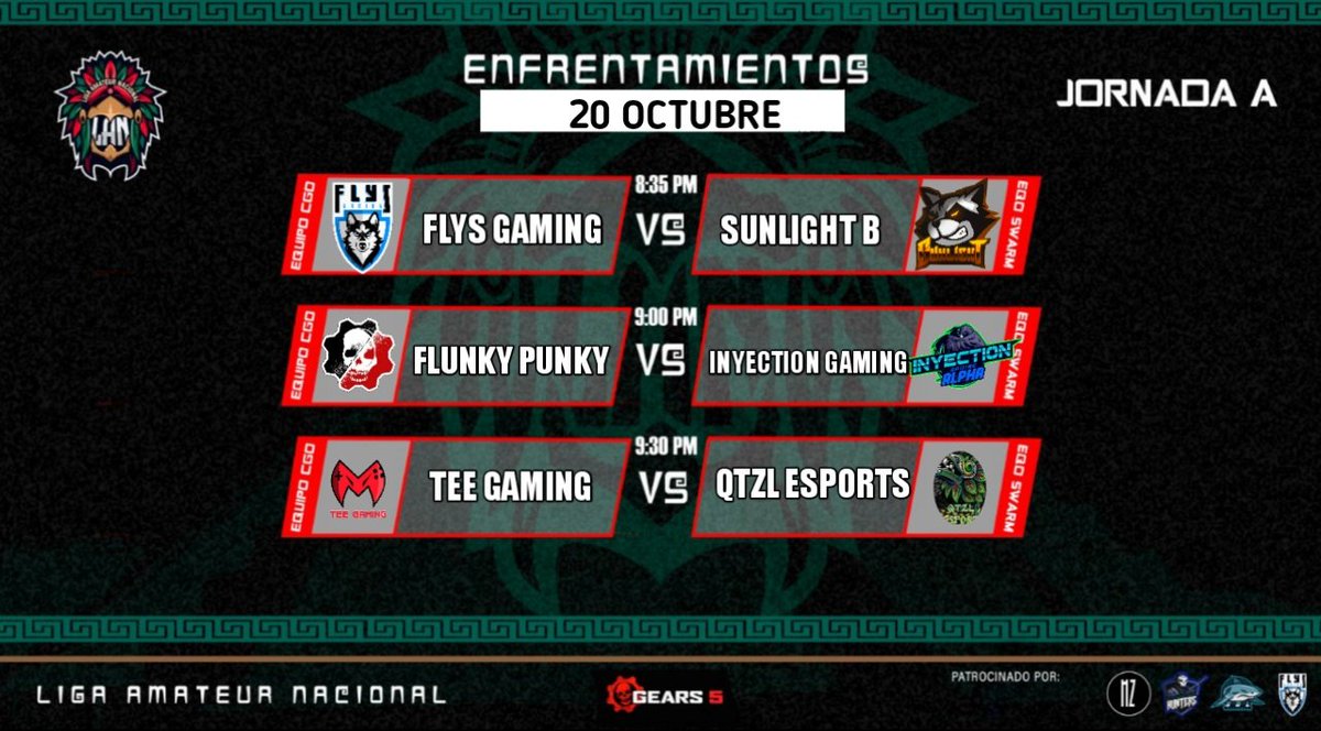 Flyz Esports Oficial🐺🇲🇽 (@flysgoficial) on Twitter photo Continuamos con la actividad en nuestra liga Lan no se pierdan estos enfrentamientos de la jornada a
Casters @JCgameMaster y <a href="/XenTryGG/">Papi Xentry 😎🐺🎙️</a>
<a href="/SngtSunlight/">Sunlight SnGT</a>
<a href="/LaxuzGG/">Laxuz</a>
<a href="/InyectionG/">Inyection Gaming</a>
<a href="/TeeGamingOrg/">Tee Gaming</a>
#Qztlesports
Recuerden apoyar a su favorito en las transmisiones Continuamos con la actividad en nuestra liga Lan no se pierdan estos enfrentamientos de la jornada a
Casters @JCgameMaster y <a href="/XenTryGG/">Papi Xentry 😎🐺🎙️</a>
<a href="/SngtSunlight/">Sunlight SnGT</a>
<a href="/LaxuzGG/">Laxuz</a>
<a href="/InyectionG/">Inyection Gaming</a>
<a href="/TeeGamingOrg/">Tee Gaming</a>
#Qztlesports
Recuerden apoyar a su favorito en las transmisiones