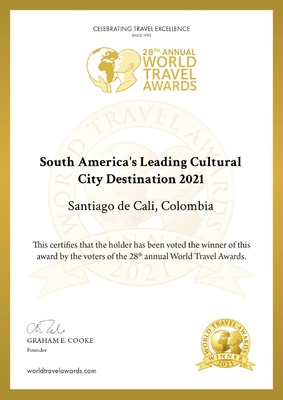 AlcaldiaDeCali's tweet photo. 🌎✈️Los premios más importantes de turismo a nivel mundial reconocieron a Cali como Ciudad Cultural Líder en América del Sur 2021.

El movimiento salsero, la injerencia del Pacífico, el teatro y demás, enamoran al mundo. 😍

👉🏽https://t.co/YssbHqDyPH

#TeQueremosCali https://t.co/ygAcl0VP3t