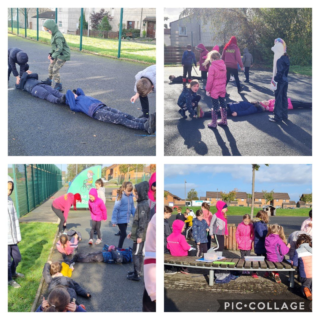 A very busy morning with Under the Trees working out how much space enough apple trees 🌳 to supply P5 with an apple a day for a year would take up in the playground. 🍎