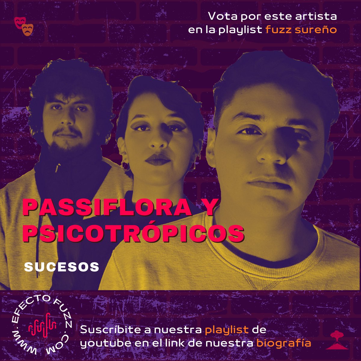 Efectofuzz's tweet photo. Vota por 🍄Passiflora y Psicotrópicos con su canción ''sucesos'' 💥 y suscríbete a nuestra playlist de youtube con lo mejor del rock del sur en siguiente link: https://t.co/MnyNuc0diZ
 #efectofuzz #fuzzsureño #rockipiales #ipiales #passifloraypsicotropicos #passiflora #rockpasto https://t.co/8AR1c552Ei