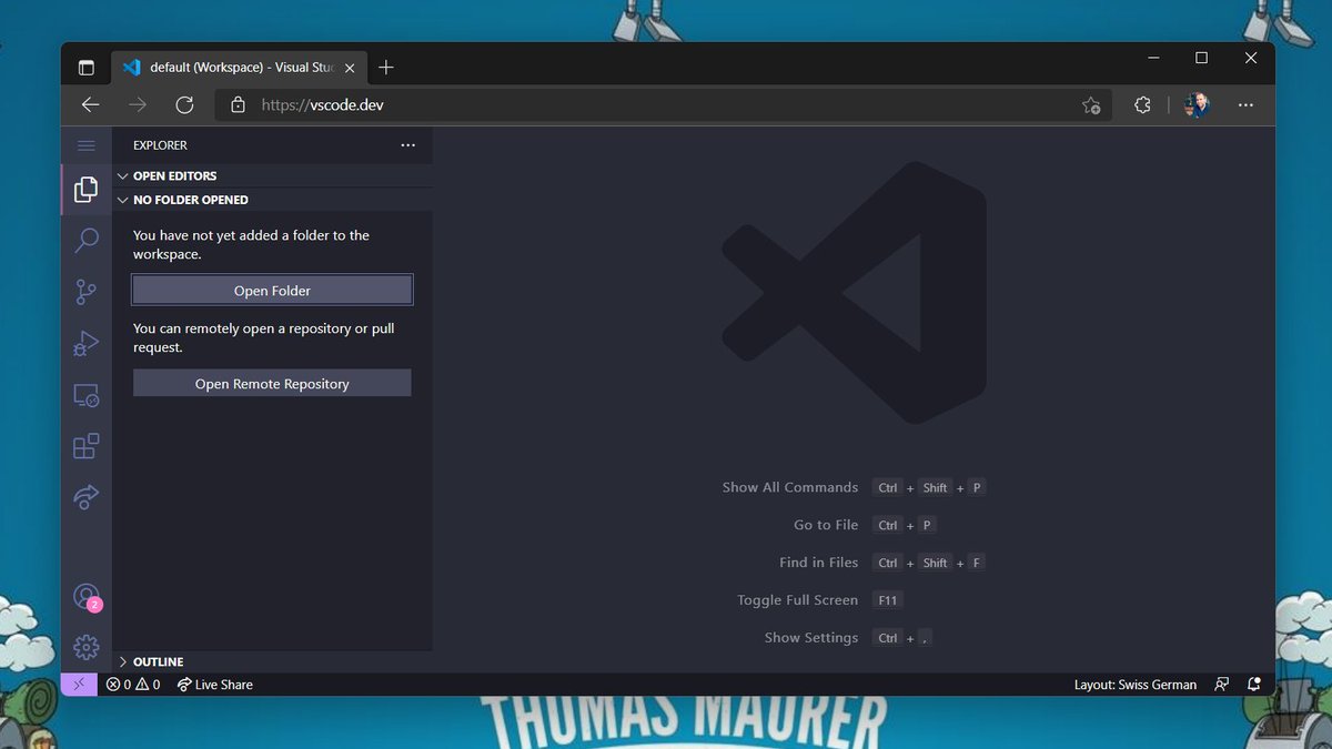 ThomasMaurer's tweet image. How cool is that! vscode.dev

#VSCode in the browser! #Code @Code