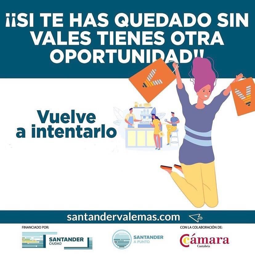 comerciosantan1's tweet photo. Recuerda que los vales que caduquen se pondrán a disposición el día 23 a las 12:00 h del mediodía y podrás intentar conseguirlos #santandervalemas https://t.co/btZZtXI93x
