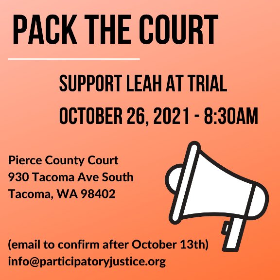 #Tacoma Leah needs your support. #FREELEAH

Read more about Leah's story and how to get involved: bit.ly/3C5yXu0
