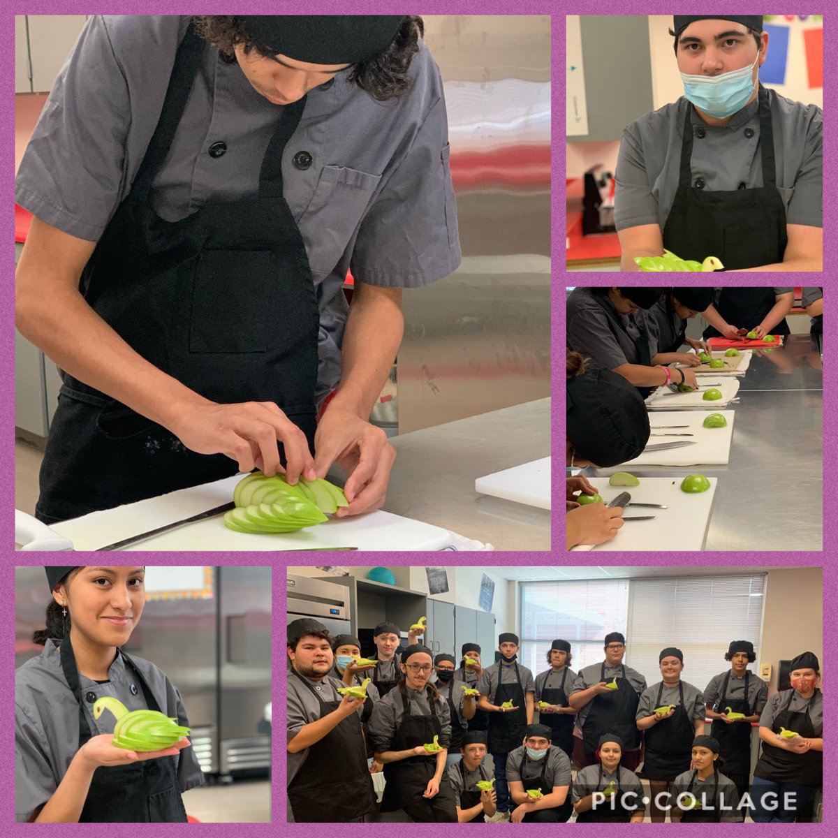 SHSHospTour's tweet photo. Advancing our knife skills with apple Swans in Culinary 1! @SplendoraCTE @SplendoraHigh @SplendoraISD https://t.co/5ZylUxvCf1
