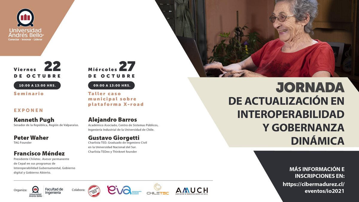 uandresbello's tweet photo. El Mg en Gestión de Tecnologías de Información y Telecomunicaciones  de #IngenieríaUNAB organiza la Jornada de Actualización en Interoperabilidad y gobernanza dinámica, a realizarse como una de las actividades del Mes de la ciberseguridad. 👀
Más 👉📲 https://t.co/29r6IiYGFN https://t.co/ygBGDgqB41