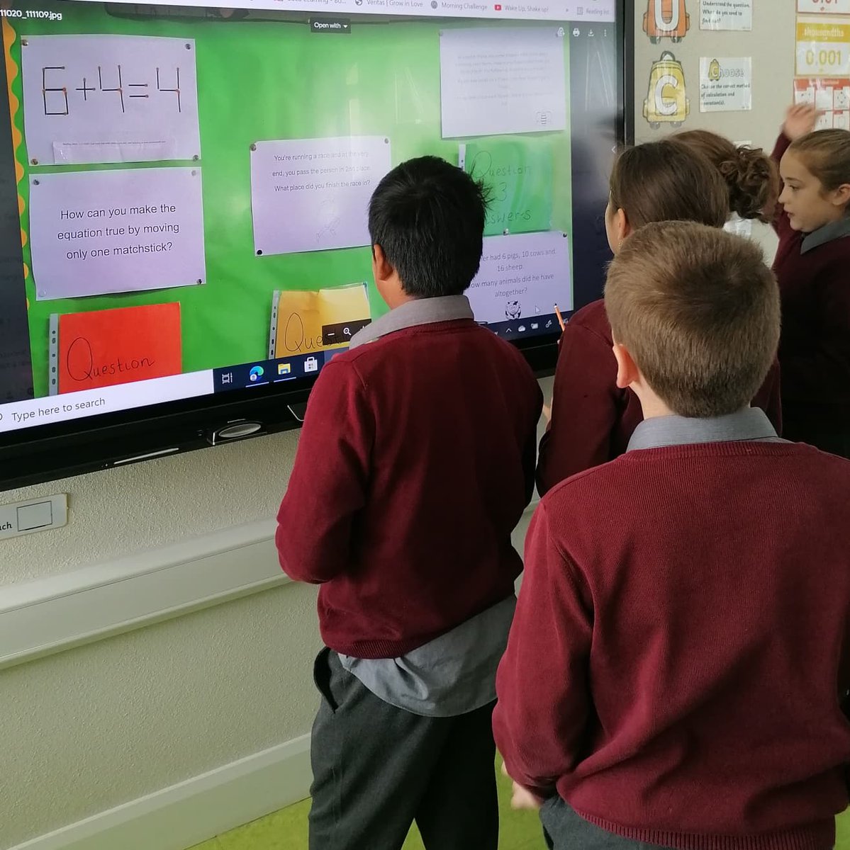 Scoil_MG's tweet photo. Maths Week 2021 is being enjoyed by all in Scoil Moling-Glynn! Our POW (Problem of the Week) display board is generating a lot of excitement! ✍️📖
We have been tuning into #MathsWeekTV to participate in live, interactive classes!
Stayed tuned this week for more Maths fun!🏫 https://t.co/kL8AJ4IgC8