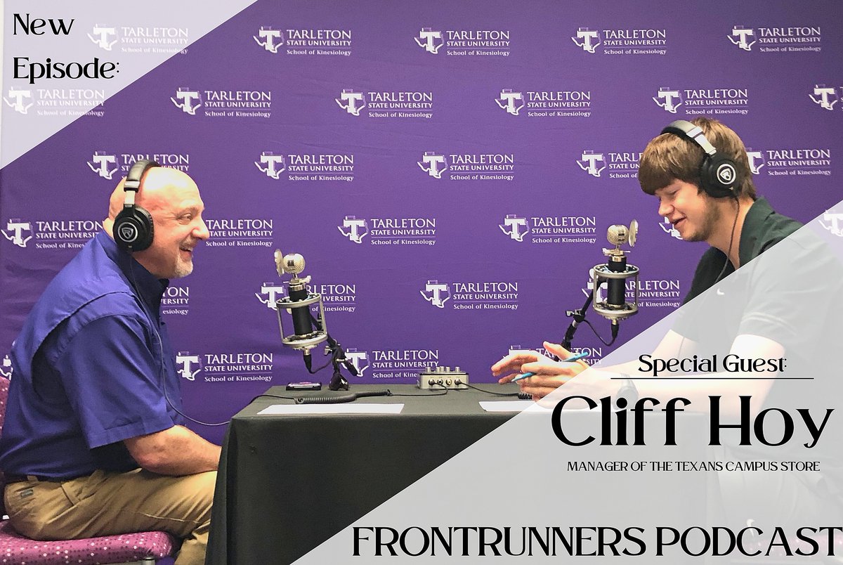 Tarleton_KINE's tweet photo. Tune in...🎧 link in bio!

In the new episode of #FrontrunnersPodcast, Lane speaks with Cliff Hoy, manager at the Texans Campus Store.
Hear about the store's changes and how you can get involved!

Directed/Produced by: Lane Senn @Lane_Osenn
Special Guest: Cliff Hoy @TexansStore https://t.co/HryJmDXBTM
