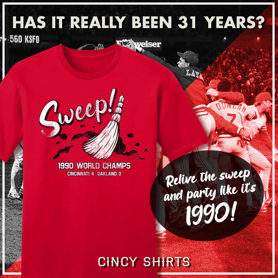 CincyShirts's tweet image. The Reds defeated the Athletics in a four-game sweep, becoming wire-to-wire 1990 World Series champs. Do you remember it? If so, get this shirt online now at cincyshirts.com!
.
.
#Reds #CincinnatiReds #WiretoWire #CincyShirts #CincinnatiBaseball #CincyLove #RedsBaseball